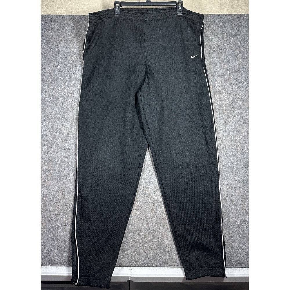 Vintage/Y2K Nike Team Black Track Pants XX-Large Zipper Ankle - Swoosh